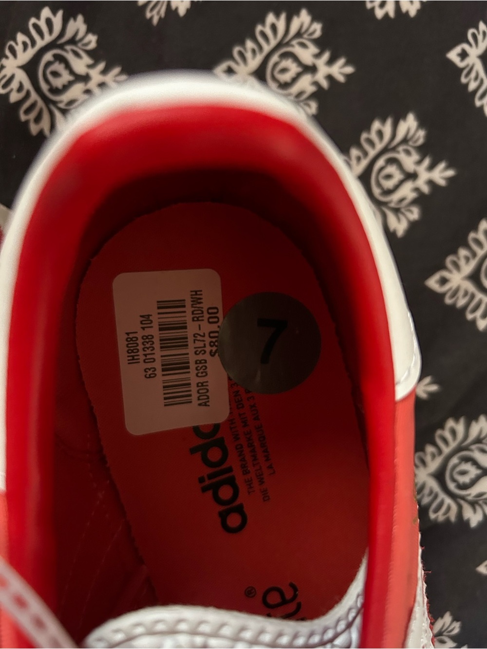 adidas SL-72 Red Low-Top Sneakers listed as men 7 can fit women 8 1/2 NO BOX - Picture 4 of 9